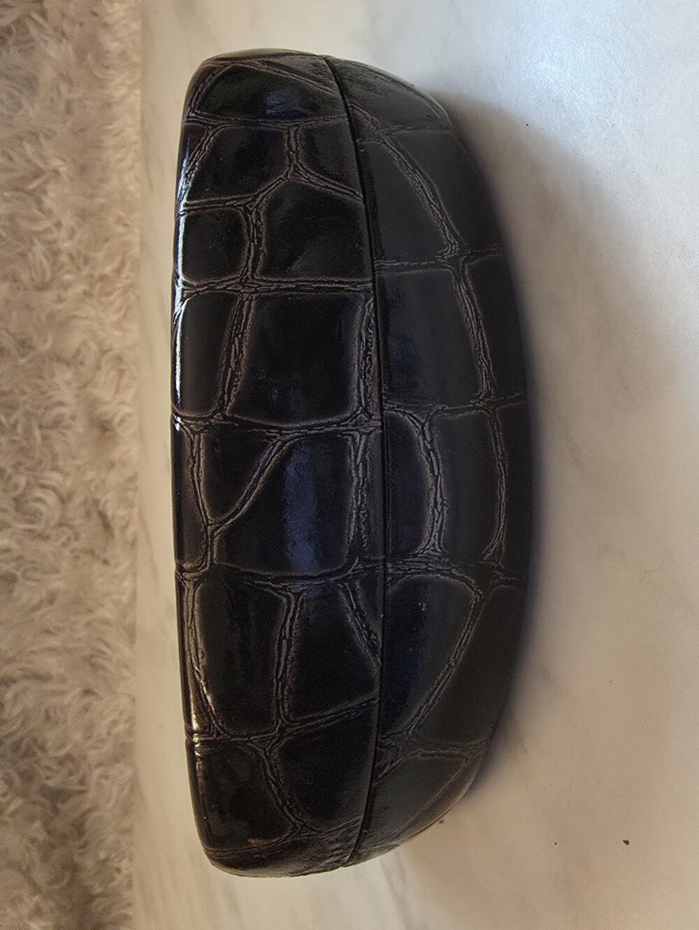Brown Croc-Embossed Leather Sunglasses Case